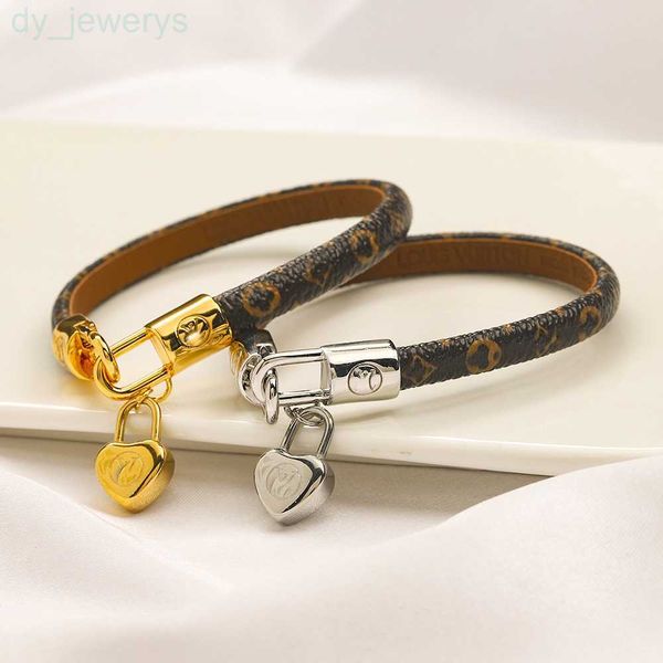 

designers mens womens heart bangle luxury designer jewelry faux leather 18k gold plated stainless steel brand letter bracelet womens wedding, Black