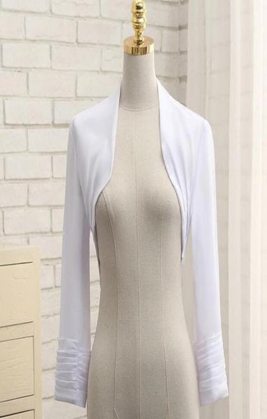 

vintage lace bridal wraps jackets with long sleeves and satin and chiffon spring wedding bolero bridal capes coats5546510, White