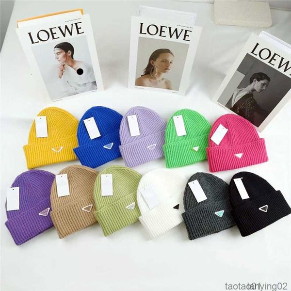 

new style winter fashion beanie caps for outdoor and indoor design warm knitted hats with inverted triangle lettergl5i, Blue;gray