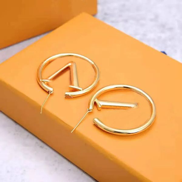 

classic hoop earrings letter stud circle dedigner women gold diamond wedding party jewerlry accessories, Golden;silver