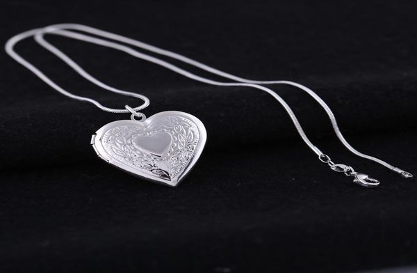 

silver plated 925 lockets pendant necklaces heart carved charm po frames can open locket necklace valentine039s day gift for5575380