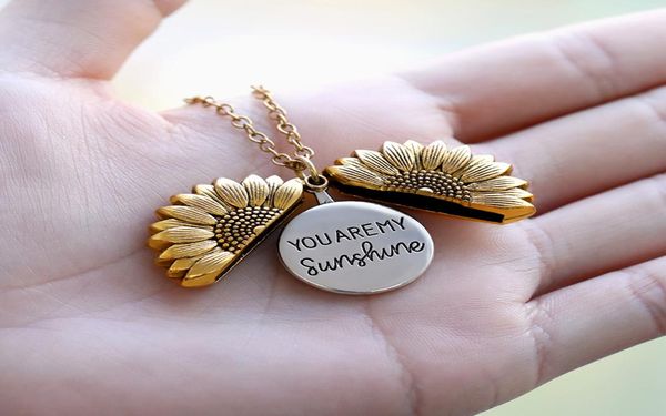 

you are my sunshine necklaces for women rose gold silver long chain sun flower female pendant necklace jewelry3562508