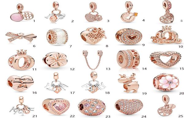 

925 silver fit charm 925 bracelet rose gold series beads charms set pendant diy fine beads jewelry6780536, Bronze;silver