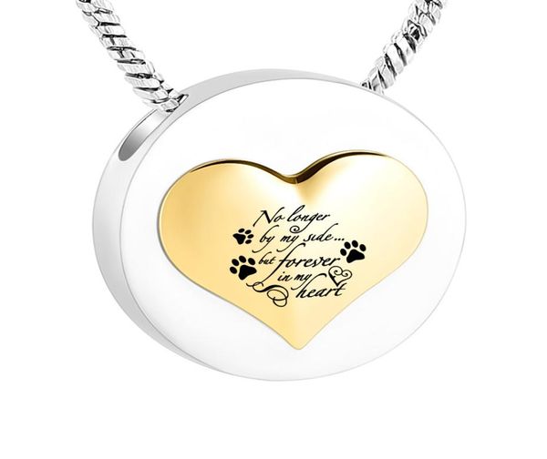 

stainless steel cremation ashes keepsake pendant for pet round memorial necklaceno longer by my side but forever in my heart4136935, Silver