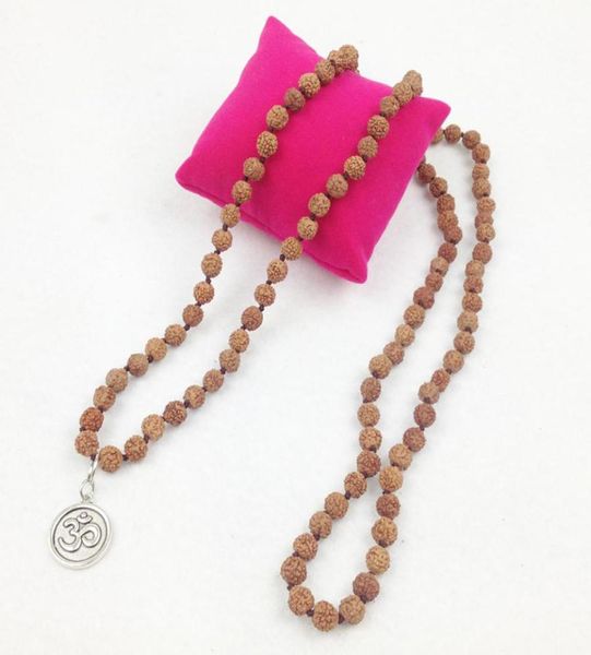 

st0284 new arrival rudraksha knotted necklace trendy yoga necklaces womens om charms jewelry 8222207, Silver