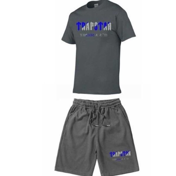 

trapstar summer tracksuits for men designer cotton printed short sleeve t shirt shorts outfits piece sets fashion sports suit q3ql hsjc, Gray