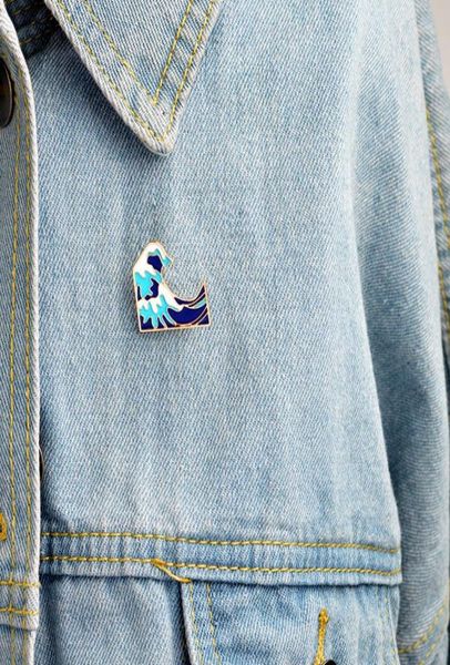 

geometric oil drop sea wave pins cartoon alloy enamel collar badge for women man clothes cowboy backpack brooches fashion accessor4147788, Gray
