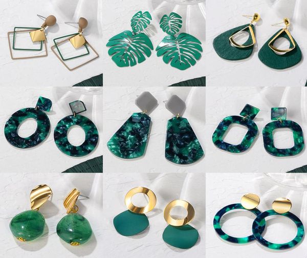 

new korean statement earrings for women green cute arcylic geometric dangle drop gold earings brincos 2020 fashion jewelry1126886, Silver
