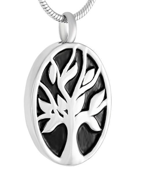 

ijd9421 oval tree of life stainless steel cremation pendant necklace funeral casket memory ashes keepsake urn necklace jewelry6923963, Silver