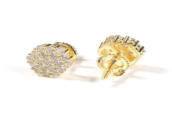 

925 silver hexagon drop earrings stud 1 pair casual iced out diamond micro pave cubic zircon earring men women gift jewelry5175895, Golden;silver