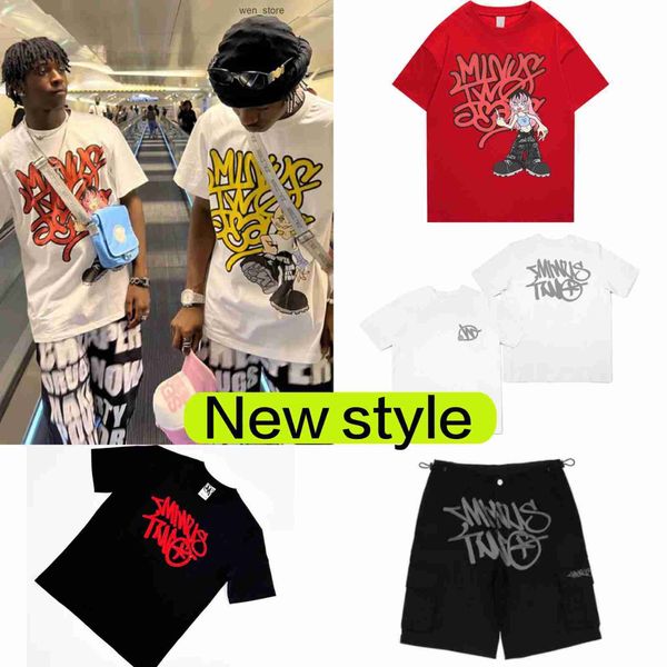 

designer t shirt minus two mens and womens pure cotton t shirt printed y2k cargo tshirt street hash casual trend short sleeve fashion sellin, White;black