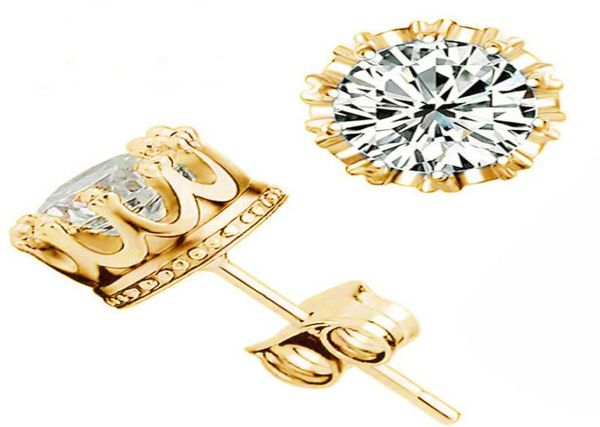 

band new crown wedding stud earring 2017 new 925 sterling silver cz simulated diamonds engagement beautiful jewelry crystal ear ri3162758, Golden;silver
