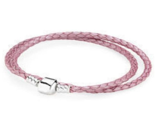 

2021 new style 925 sterling silver fashion classic diy cartoon couple creative chain leather rope bracelet jewelry factory direct 8696362, Golden;silver