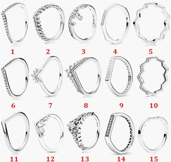 

women's 925 sterling silver wedding rings cubic zirconia diamonds for princess wish ring zigzag engagement ladies gift with box7394069, Slivery;golden