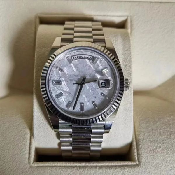 

men's watch cal.2823 40mm waterproof 50m m228239 white meteorite dial mechanical automatic designer gift belt original box luxury watch, Slivery;brown