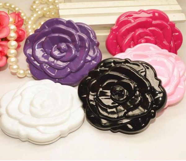 

pocket mirror plastic portable rose flower shape compact mirror magic 3d double sided fold retro makeup mirrors3718380