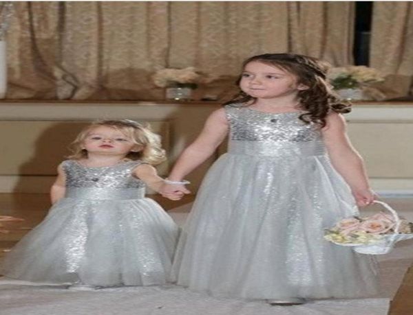 

sparkly sequins flower girls dresses jewel neck a line floor length tulle first communion dresses girls pageant gown custom made7768933, White;blue