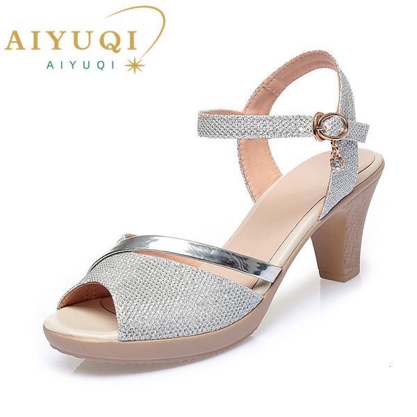 

sandals aiyuqi women's sandals golden summer women's sandals open toe roman sandals women's high heels fashion sandals women&, Black