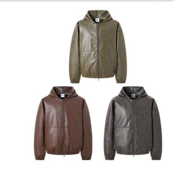 

leather jacket  xl l m coat men women zipper hoody coats, Black;brown