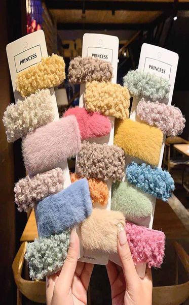 

new fashion cute hair clips girls women colorful geometric fluffy hairpins bb clips furry barrettes hair accessories4874322, Slivery;white