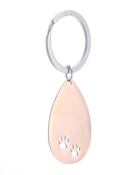 

stainless steel dog paw keyrings blank keychain diy charm for personalized print engraved mirror polished pendant key chain ring a8638249, Slivery;golden