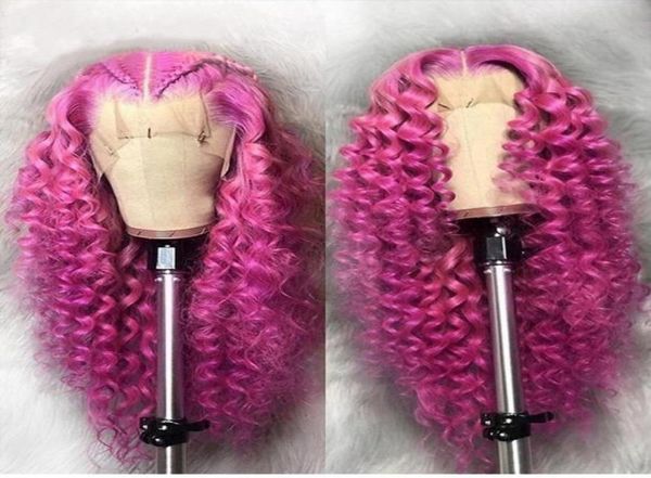 

new rose pink long loose deep wave human hair wigs for black women purpleblondeblue colored synthetic lace front wig cosplay par1310005