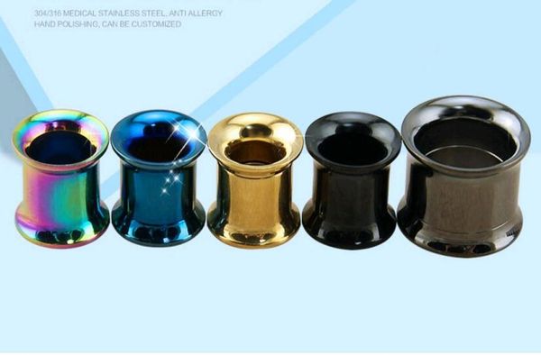 

fashion trendy 316l stainless steel ear plugs gauge silver and black body jewelry piercing medical steel ear tunnels wholes7250807