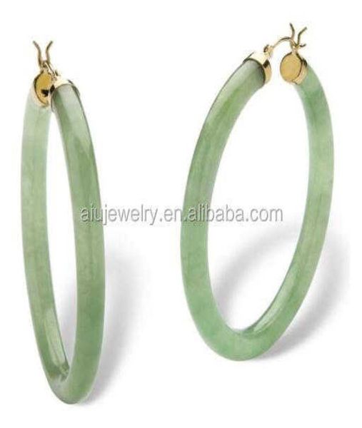 

luxury large jade hoop earring0123456789101112136677984, Golden