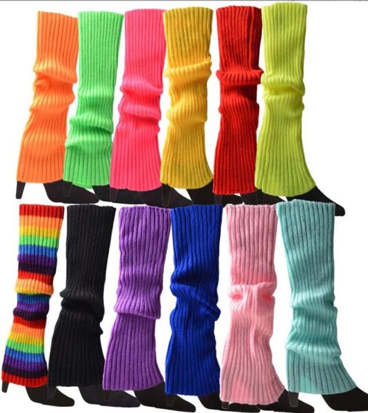 

80s women neon leg warmers costume accessories knit ribbed legwarmers boots socks covers for party dance mardi gras carnival 16inc2724400, Silver