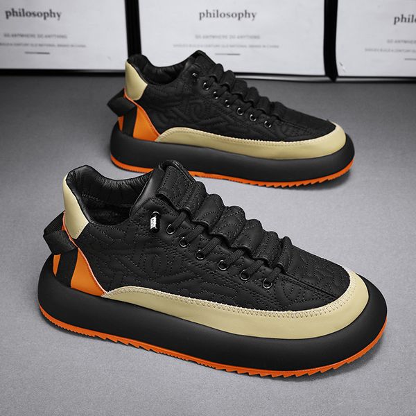 

dress shoes men vulcanized sneakers shoes tennis sports pu slip-on mix color good quality skateboarding walking shoes casual shoe for male 2, Black