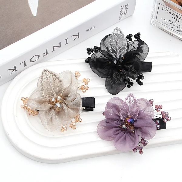 

crystal hair clip women flower barrettes hairpin hairwear for women girls fashion hair accessories, Slivery;white