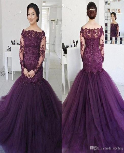 

2019 new deep grape mermaid evening dress off the shoulder long sleeves formal holiday wear prom party gown custom made plus 8468507, Black;red