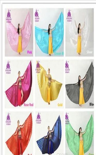

2018 11 colors belly dance wings angle egyptian bellydance belly dance wings costume isis wings no stick5116880, Black;red