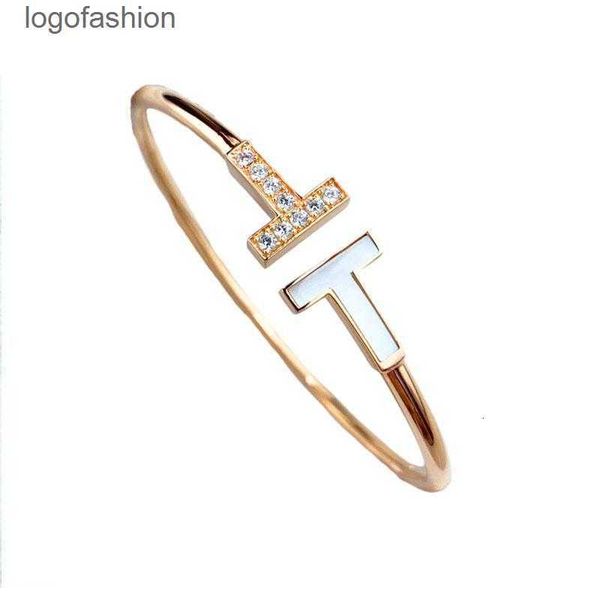 

luxury bracelet t gold bangle designer jewellry rose gold silver white blue shell t-shaped open diamond cuff bracelet luxury jewelry woman p, Black