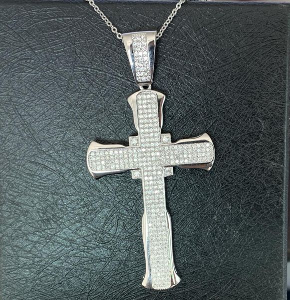 

hip hop choucong new arrival luxury jewelry real 925 sterling silver cross pendant white sapphire cz diamond wedding necklace for 2852417