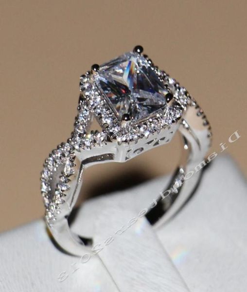 

2016 new arrival luxury jewelry 925 sterling silver white sapphire princess cut simulated diamond wedding band rings for women siz1719145, Slivery;golden