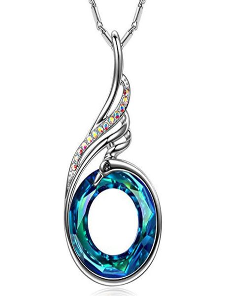 

new retro peacock phoenix crystal pendant necklace earring bohemian colorful pendant necklace jewelry for women girl jewelry gift5281184, Silver