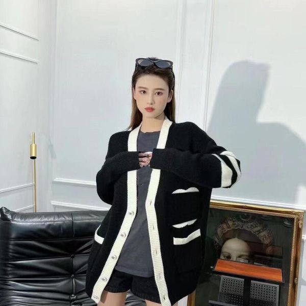 

paris designer fashion women sweater v-neck wool button cardigan warm comfort s-xl, White;black