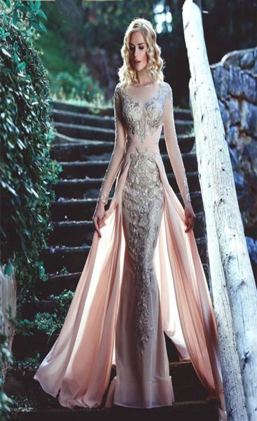 

chiffon overskirt dresses evening wear sleeves mermaid sheer bateau neck formal dress floor length applique long prom gowns3788782, Black;red