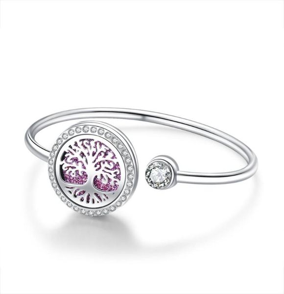 

bangle tree of life stainless steel aroma diffuser bracelet perfume essential oil locket4526996, Black