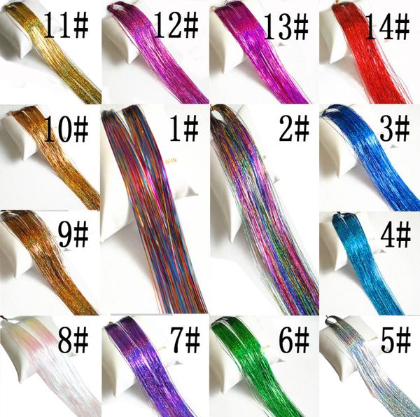 

3pcslot whole sparkle hair tinsel bling hair secoration for synthetic hair extension glitter rainbow for girls and party9803336