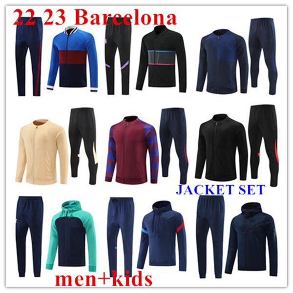 

2023 barcelona tracksuit soccer jerseys training suit ferran pedri 23/24 barcelona men and kids set barca long zipper tracksuit jacket outfi, Black