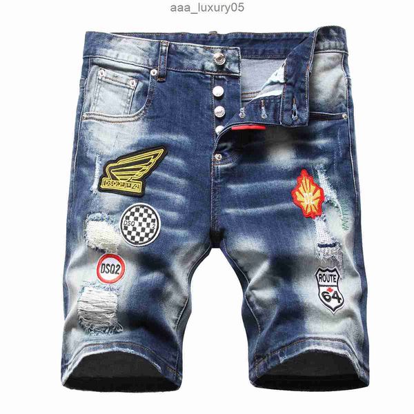 

cool guy short men's jeans hip hop rock moto mens design ripped distressed denim biker summer blue jeans short 1118 dsquare d2 dsqs dsq