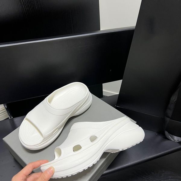 

pool croces slides platform slippers women men sandals solid sole rubber foam slide beach shoes summer sports casual, Black