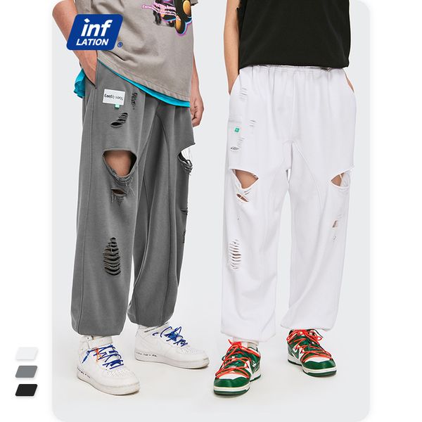 

men's pants inflation ripped hip hop pants streetwear men high street jogger pants 230712, Black