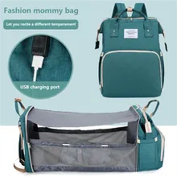 

folding mommy bag lightweight portable folding crib bed large-capacity baby backpack female mommy outting bag mummy bag a1, Black
