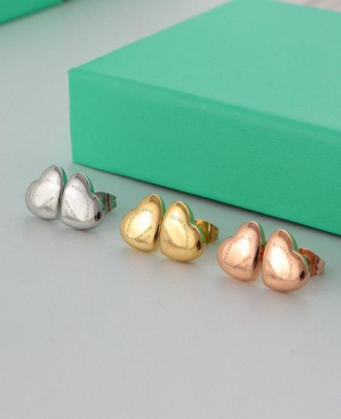 

luxury stud women fashion heart love letter earring classic size stainless steel couple gifts designer jewelry engagement earr2535610, Golden;silver