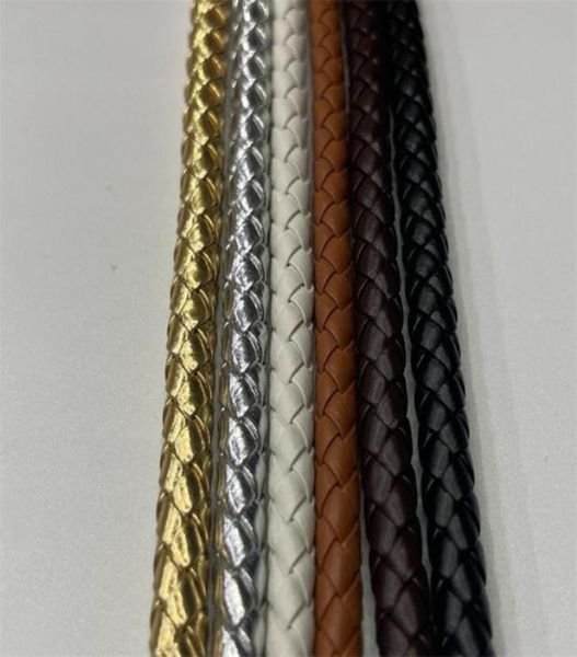 

1meter 3456mm round braided genuine leather cords vintage black coffee cow leather string rope for bracelet jewelry making 16768337722, White;red
