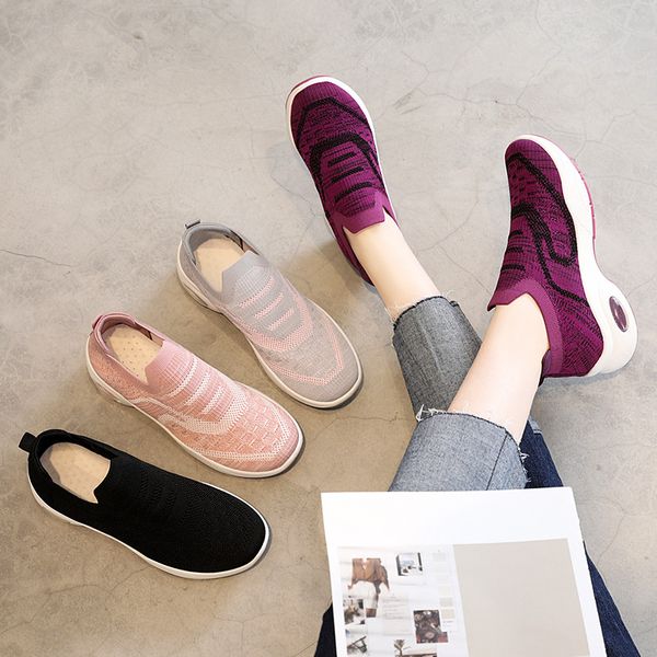 

ladies new fashion women's shoes soft-soled air cushion shoes breathable casual sports shoes wear-resistant running shoes, Black