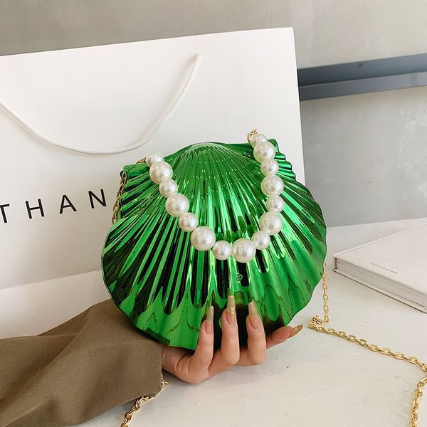 

evening bags trendy ladies handbags fine acrylic seashell shoulder with pearl chain wedding party clutche purses 230713